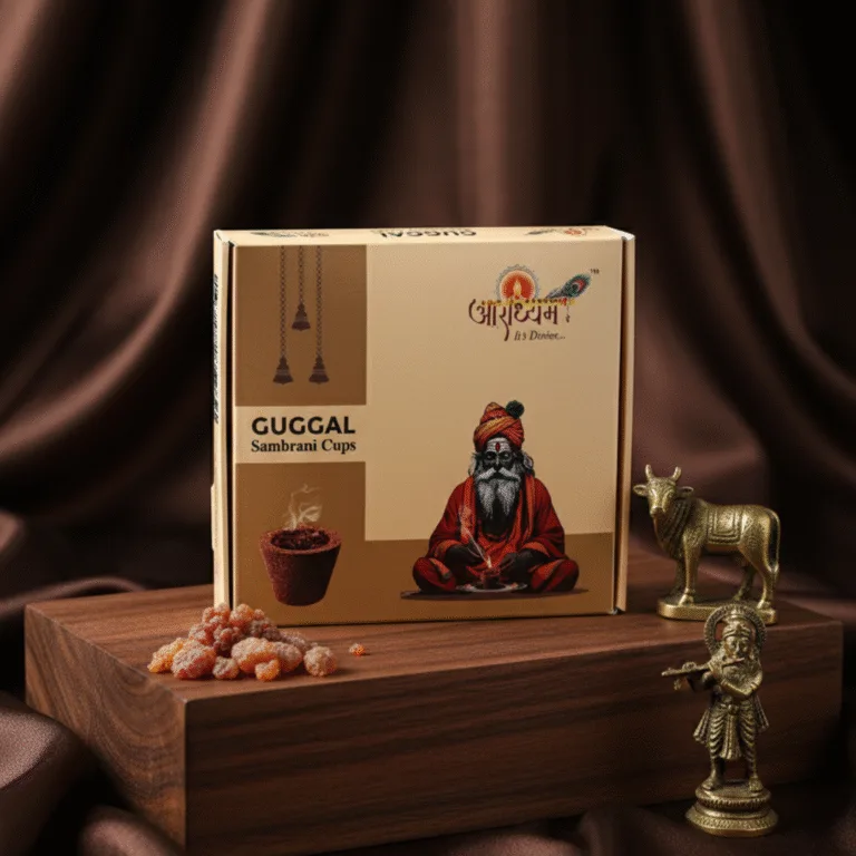 Sambrani Cups Guggal | Blend of Devdar, Nagarmotha, Giloya, Guggal, Loban and Other Herbs | Free Burner Plate | 15 Cups | Aradhyam