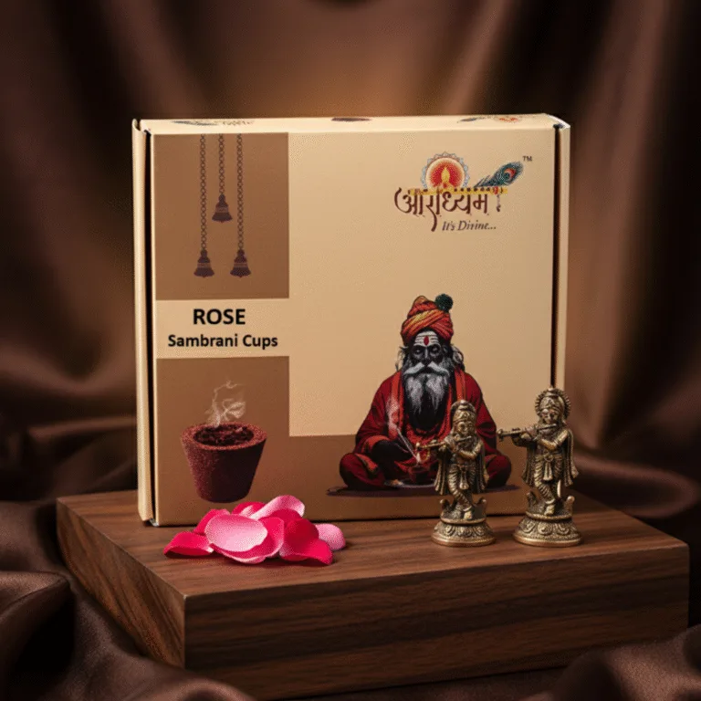Sambrani Cups Rose | Blend of Devdar, Nagarmotha, Giloya, Guggal, Loban and Other Herbs | Free Burner Plate | 15 Cups | Aradhyam
