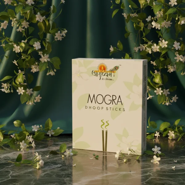 Classic Mogra Dhoop Sticks by Aradhyam with Fresh Jasmine Floral Fragrance for Home and Temple Use