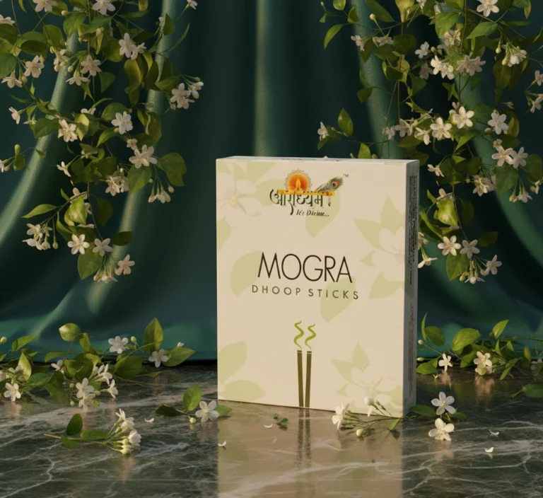 Classic Mogra Dhoop Sticks – Fresh Jasmine Floral Fragrance | 100g | Approx. 45 Sticks | Aradhyam
