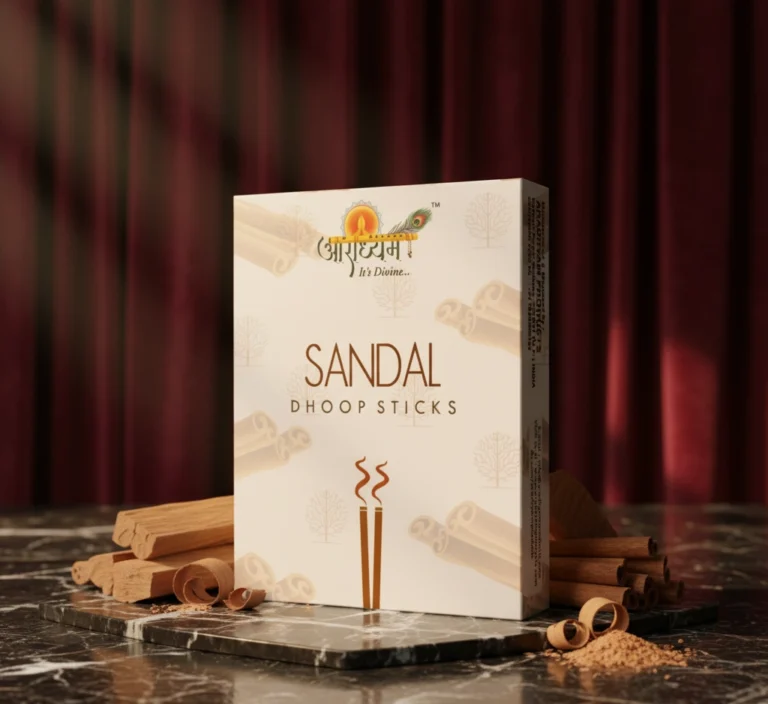 Classic Sandal Dhoop Sticks – Sandalwood Fragrance | 100g | Approx. 45 Sticks | Aradhyam