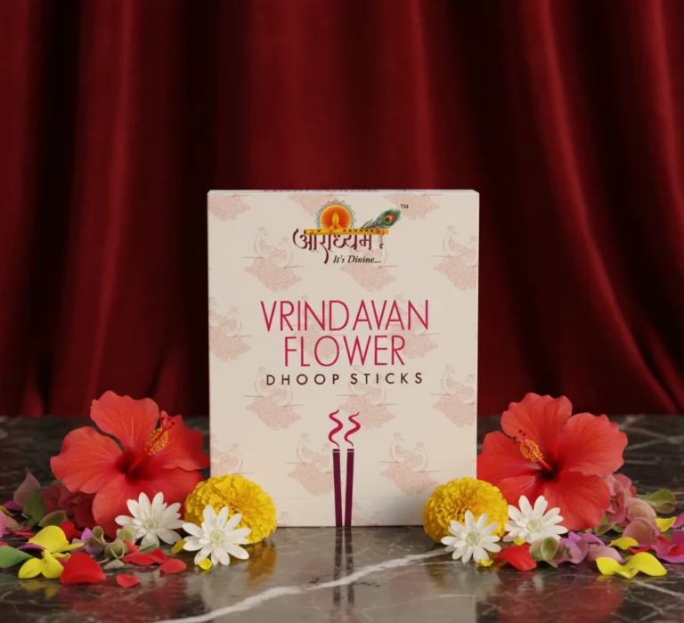 Classic Vrindavan Flower Dhoop Sticks – Divine Temple Floral Fragrance | 100g | Approx. 45 Sticks | Aradhyam