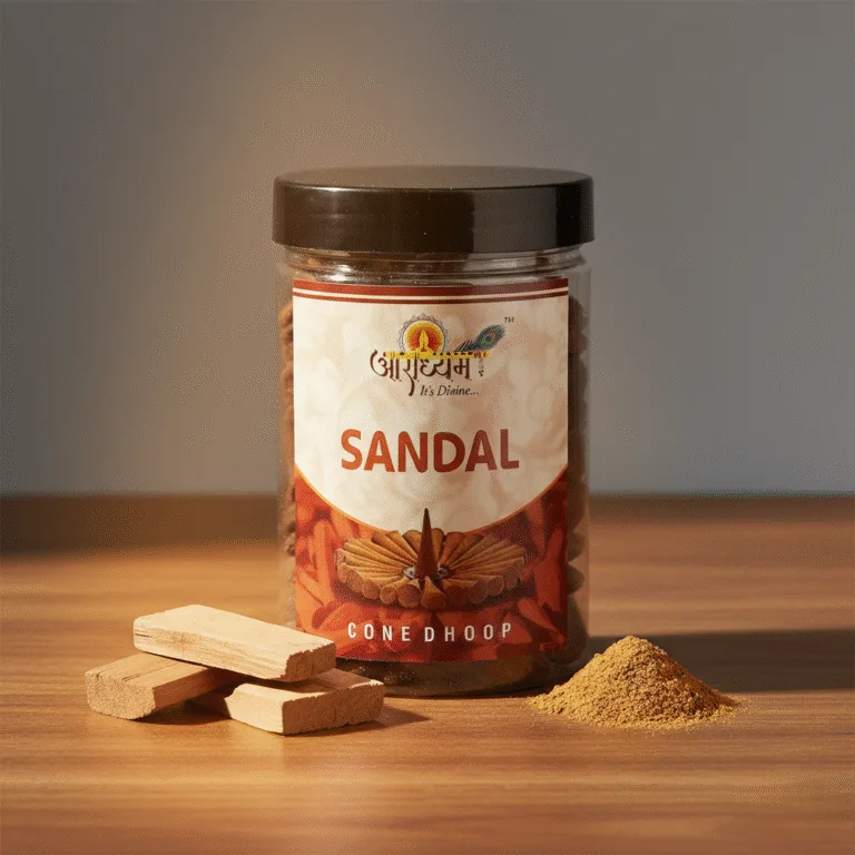 Sandal Premium Dhoop Cones – Long Lasting Sandalwood Fragrance | 200g | Approx. 45 Cones | Aradhyam