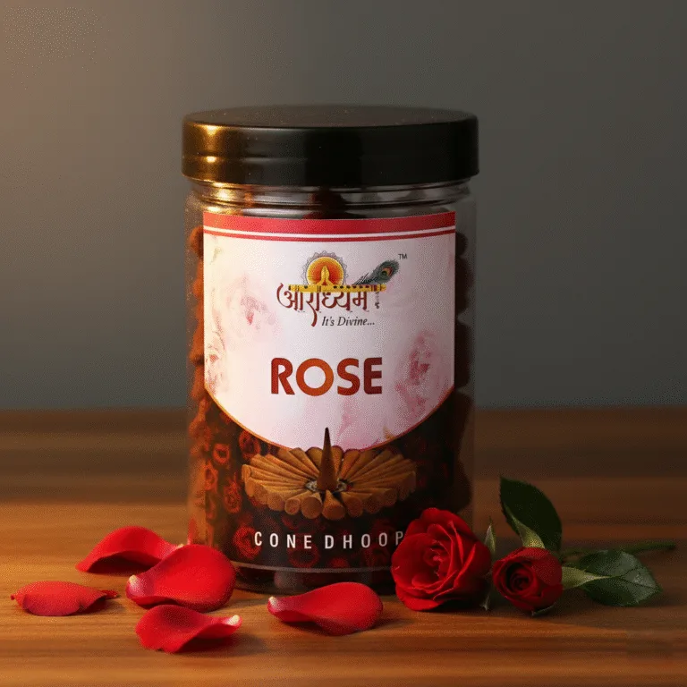 Rose Premium Dhoop Cones – Natural Floral Aroma for Puja & Meditation | 200g | Approx. 45 Cones | Aradhyam