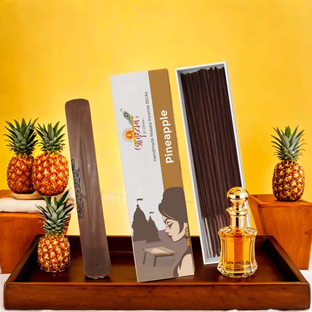 Premium Handrolled Pineapple Masala Incense Sticks by Aradhyam with Tropical Fruity Fragrance for Home and Relaxation