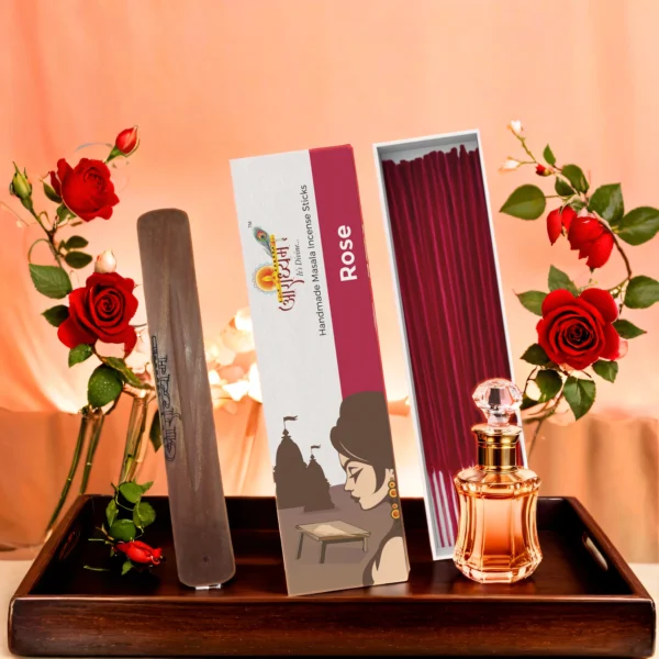 Premium Handrolled Rose Masala Incense Sticks by Aradhyam for Pooja Meditation and Spiritual Ambience