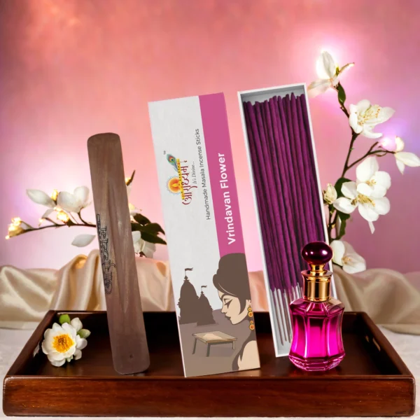 Premium Handrolled Vrindavan Flower Masala Incense Sticks by Aradhyam for Pooja Meditation and Spiritual Ambience