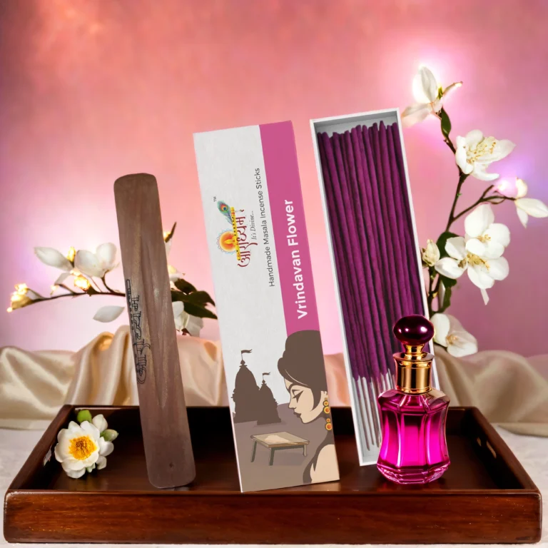 Handrolled Vrindavan Flower Masala Incense Sticks – Premium Floral Spiritual Agarbatti | 100g | Approx. 44 Sticks | Aradhyam