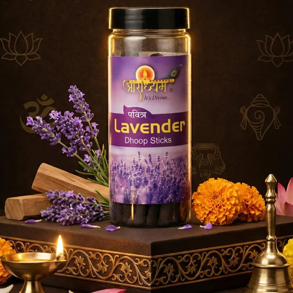 Premium Lavender Dhoop Sticks Charcoal Free by Aradhyam for Pooja Meditation and Relaxation
