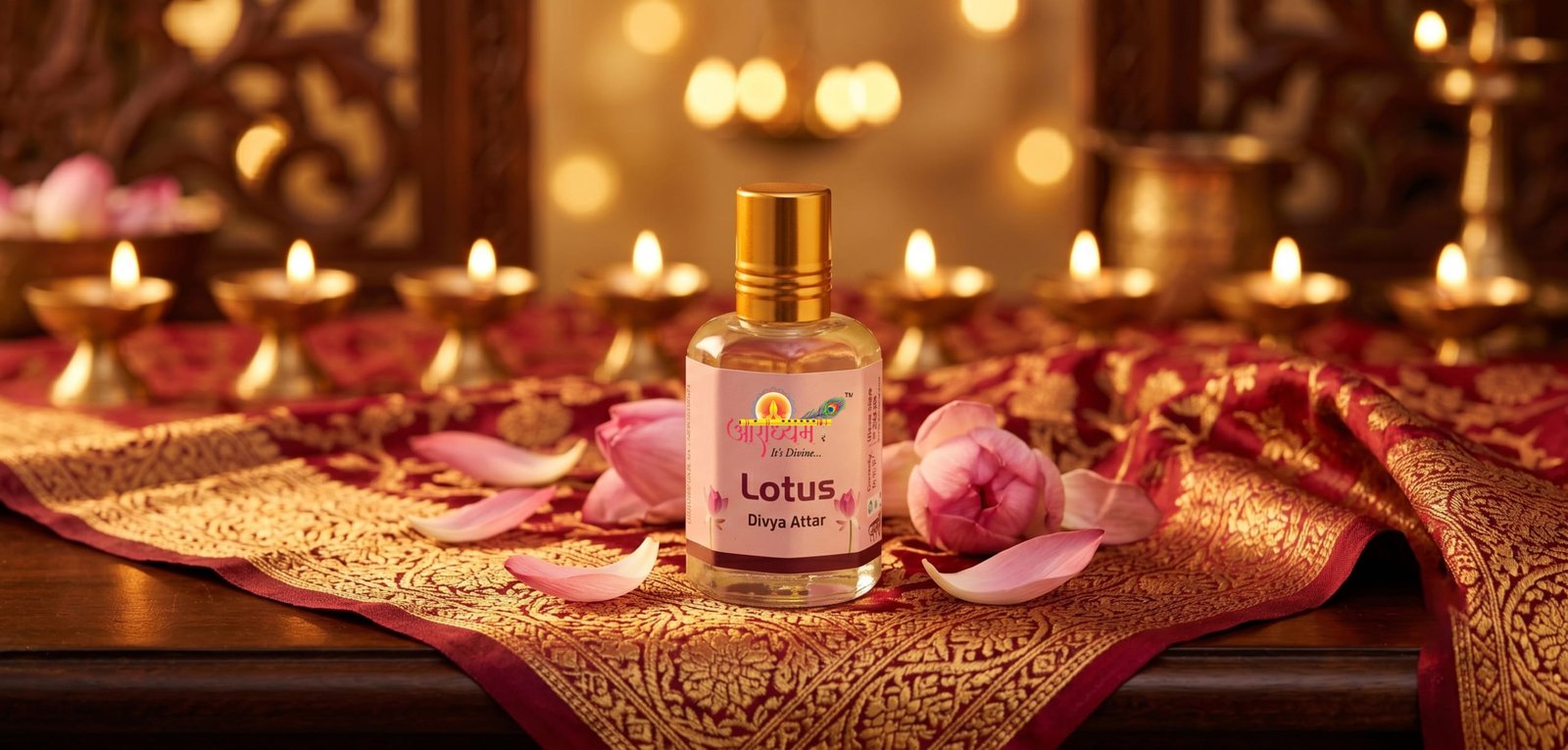 Lotus attar used during Diwali Lakshmi pooja with diyas